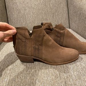 Vince camuto booties. 9 1/2 with cut outs. New never worn.